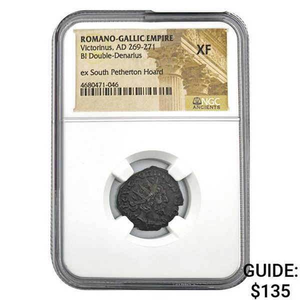 Romano-Gallic Victorinus, AD269-271 BI Dbl-Denarius NGC XF