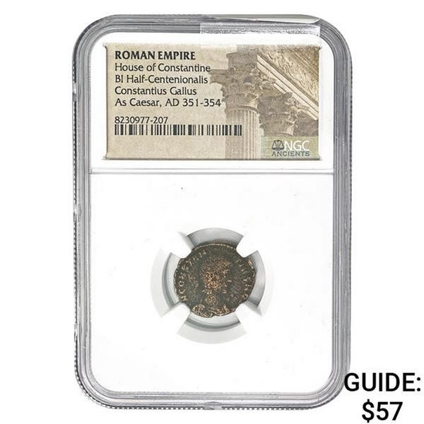 Roman Constantius Gallus, AD 351-354 BI 1/2 Centen. NGC