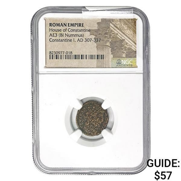 Roman Constantine I, AD 307-337 AE3 BI Nummus NGC