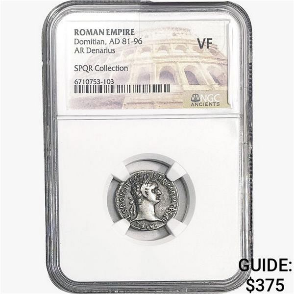 Roman Domitian, AD 81-96 Silver Denarius NGC VF