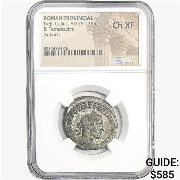 Roman Treb. Gallus, AD 251-253 BI Tetradrachm NGC CH XF