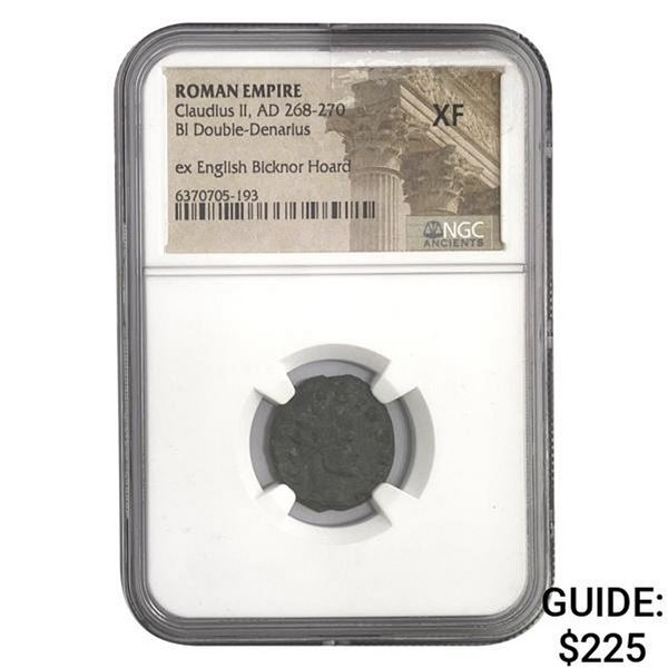 Roman Claudius II, AD 268-270 BI DBL Denarius NGC XF