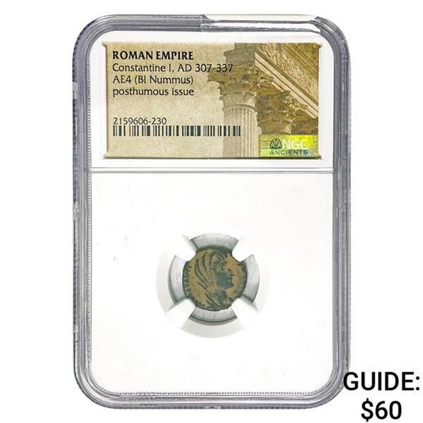 Roman Constantine I, AD 307-337 AE4 BI Nummus NGC