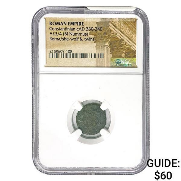 Roman Constantinian cAD 330-340 AE3/4 BI Nummus NGC