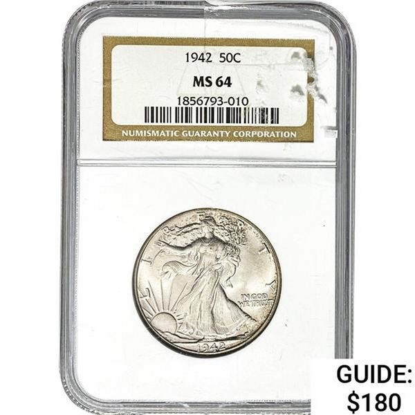 1942 Silver Half Dollar NGC MS64