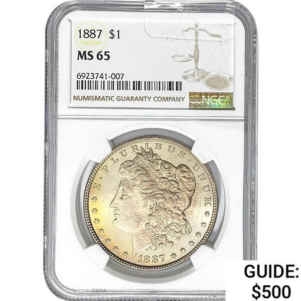 1887 $1 Morgan Dollar NGC MS65
