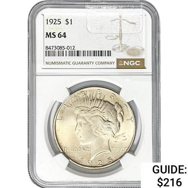 1925 $1 Peace NGC MS64