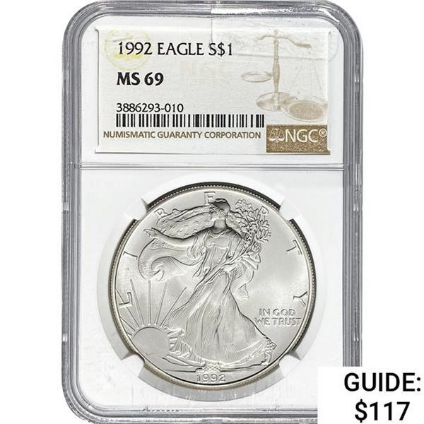 1992 Silver Eagle NGC MS69