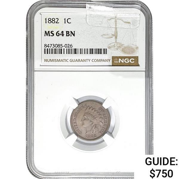 1882 1C Indian Head NGC MS64 BN
