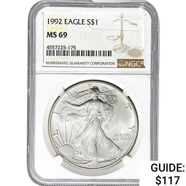 1992 Silver Eagle NGC MS69