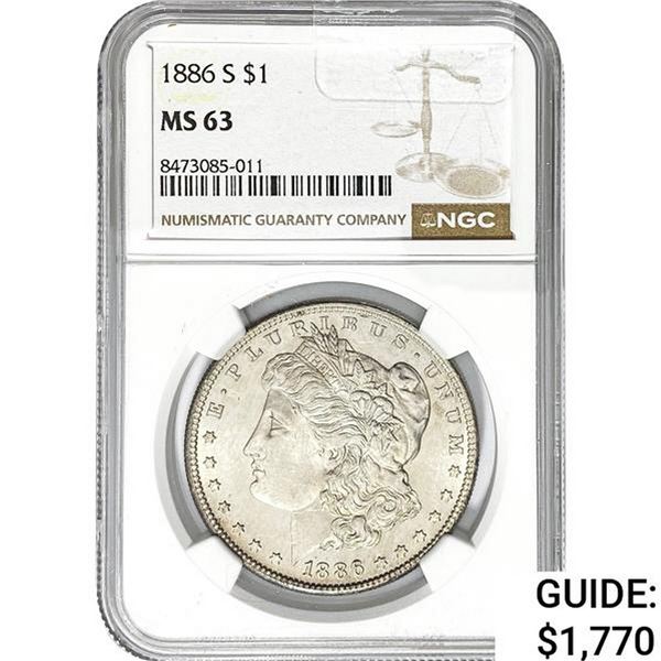 1886 $1 Morgan Dollar NGC MS63 SILVER