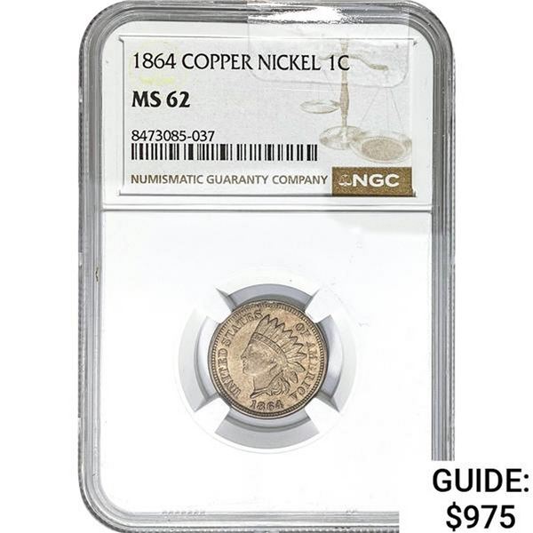 1864 Copper Nickel 1C NGC MS62