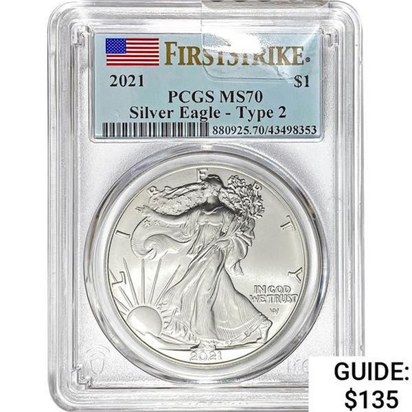 2021 Silver Eagle Type 2 PCGS MS70