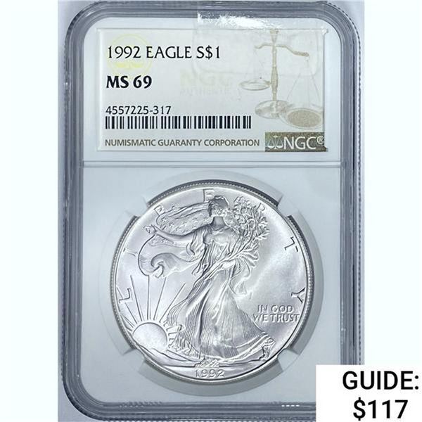 1992 Silver Eagle NGC MS69