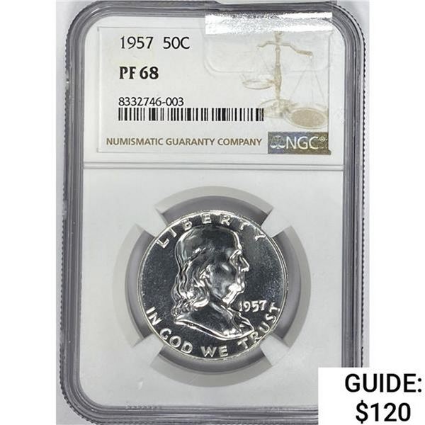 1957 Silver 50C NGC PF68