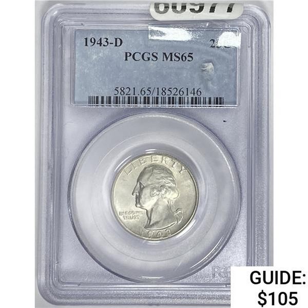 1943-D Silver Washington Quarter PCGS MS65