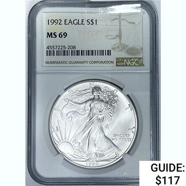 1992 Silver Eagle NGC MS69