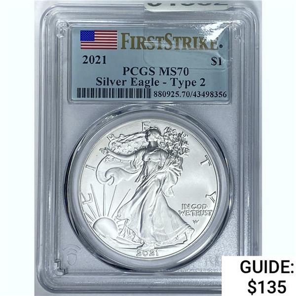 2021 Silver Eagle Type 2 PCGS MS70