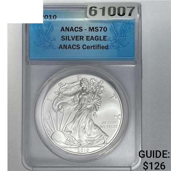 2010 Silver American Eagle ANACS MS70