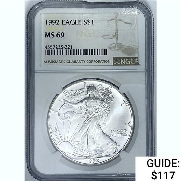 1992 Silver Eagle NGC MS69