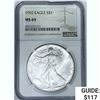 Image 1 : 1992 Silver Eagle NGC MS69