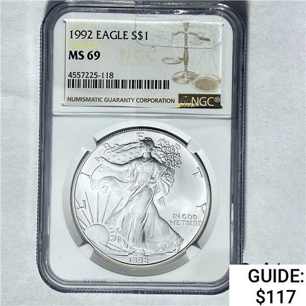 1992 Silver Eagle NGC MS 69