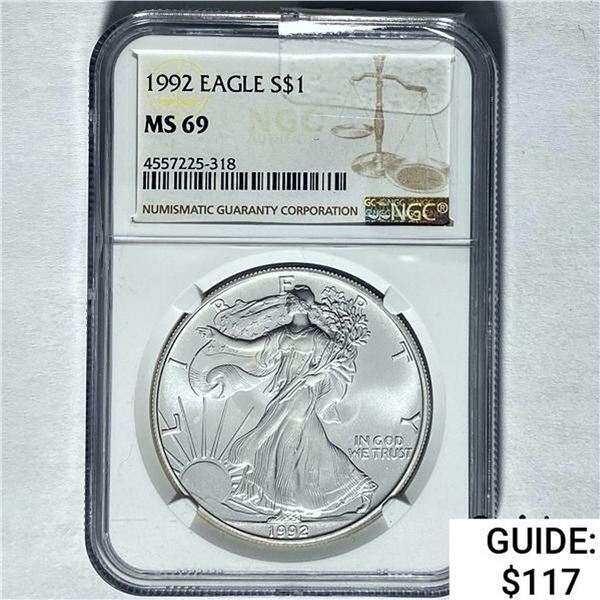 1992 Silver Eagle NGC MS 69
