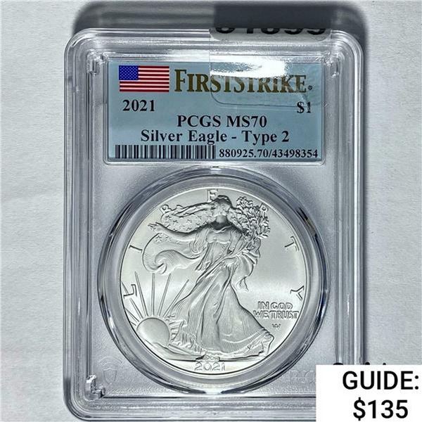 2021 Silver Eagle Type 2 PCGS MS70