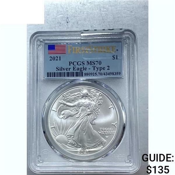 2021 Silver Eagle Type 2 PCGS MS70