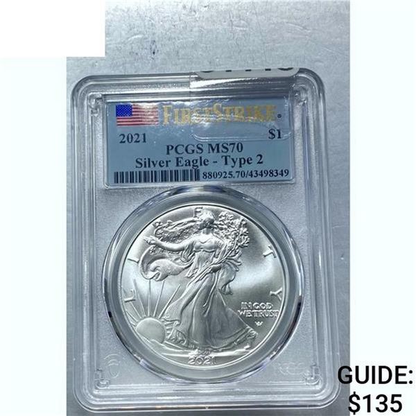 2021 Silver Eagle Type 2 PCGS MS70