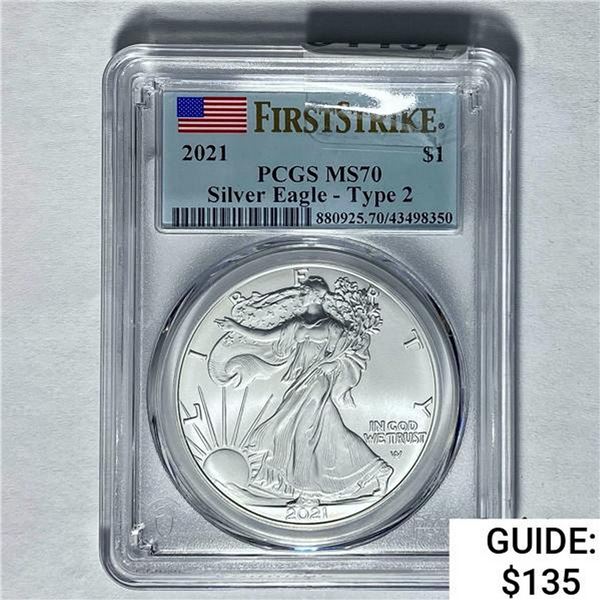 2021 Silver Eagle Type 2 PCGS MS70