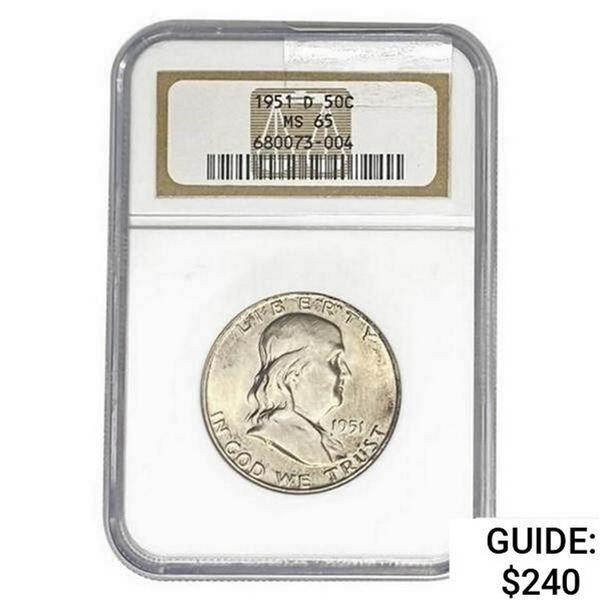 1951-D Franklin Half Dollar NGC MS65