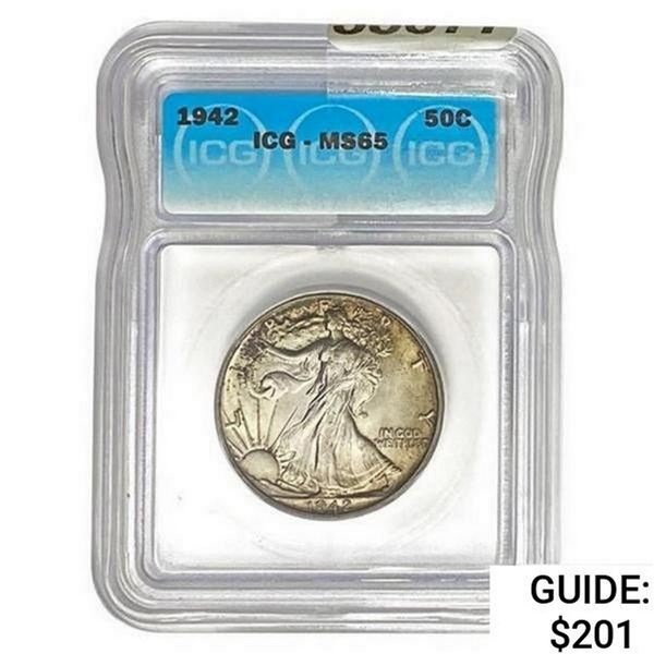 1942 Walking Liberty Half Dollar ICG MS65