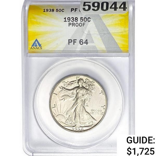 1938 Walking Liberty Half Dollar ANACS PF64
