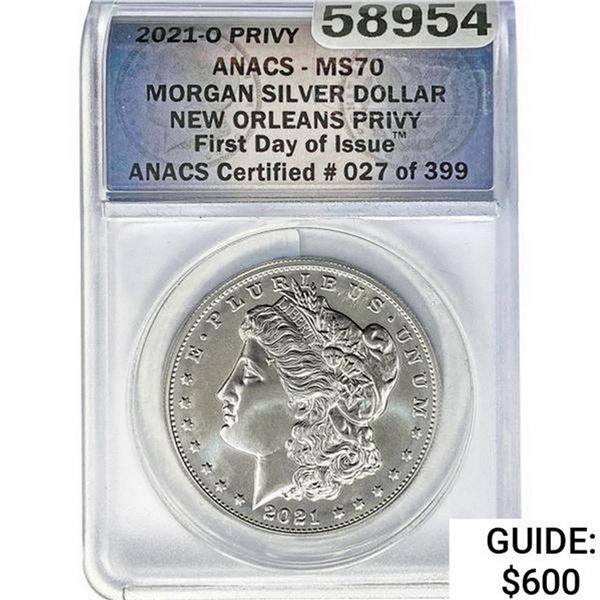 2021-O Morgan Silver Dollar ANACS MS70