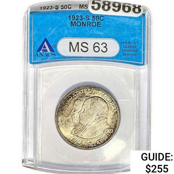1923-S Monroe Half Dollar  MS63