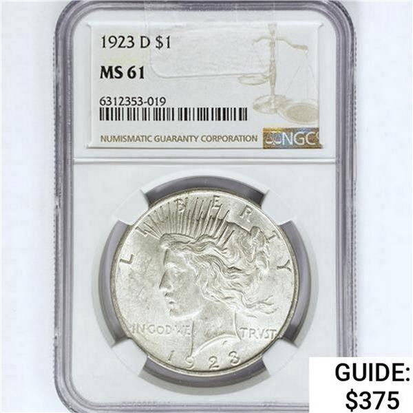 1923-D Silver Peace Dollar NGC MS61
