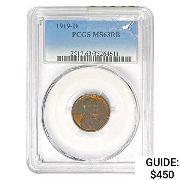 1919-D Wheat Cent PCGS MS63 RB