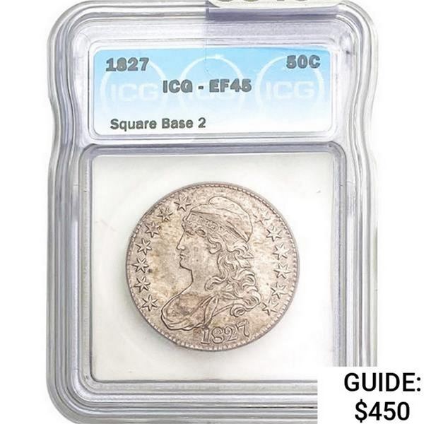 1827 Capped Bust Half Dollar ICG EF45