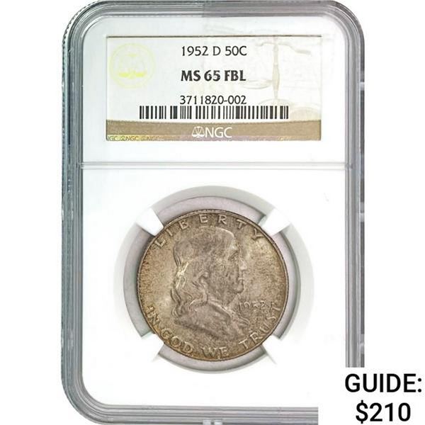 1952-D Franklin Half Dollar NGC MS65 FBL