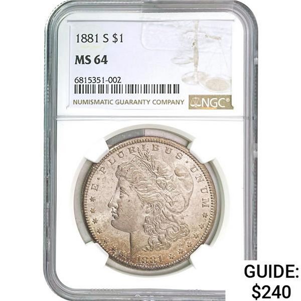 1881-S Morgan Silver Dollar NGC MS64
