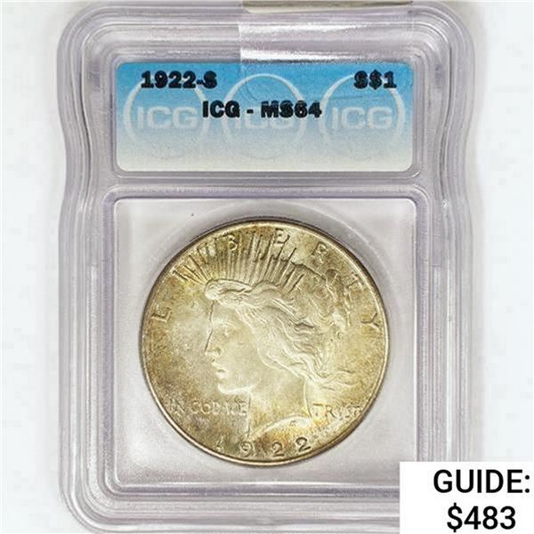 1922-S Silver Peace Dollar ICG MS64