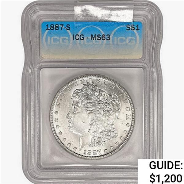 1887-S Morgan Silver Dollar ICG MS63