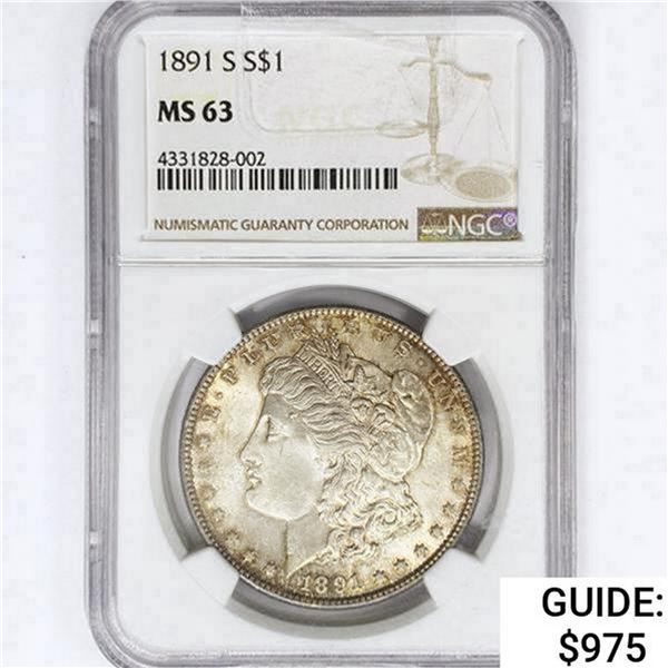 1891-S Morgan Silver Dollar NGC MS63