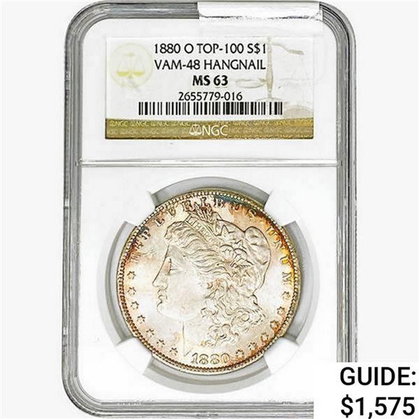 1880-O Morgan Silver Dollar NGC MS63 VAM-48