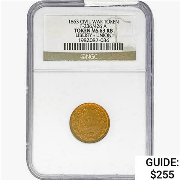 1863 CWT Liberty-Union NGC MS63 RB