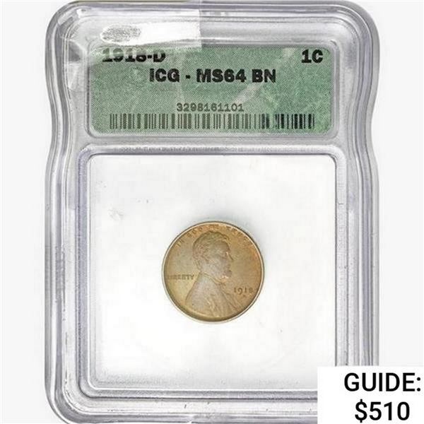1918-D Wheat Cent ICG MS64 BN