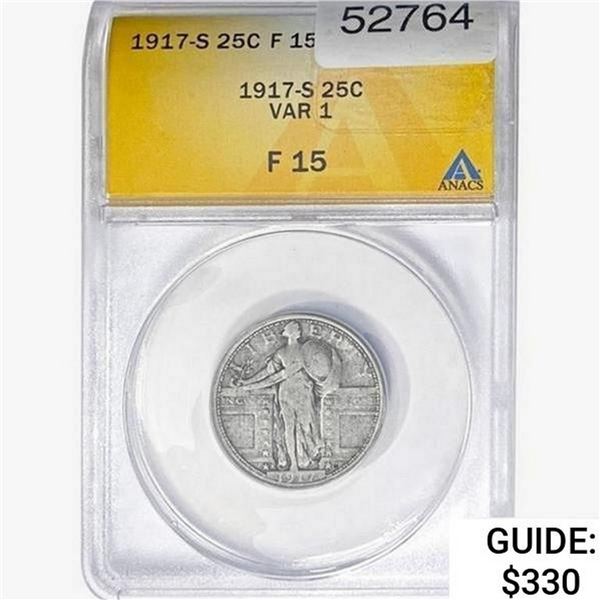 1917-S Standing Liberty Quarter ANACS F15