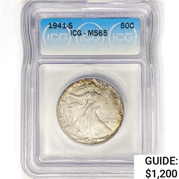 1941-S Walking Liberty Half Dollar ICG MS65