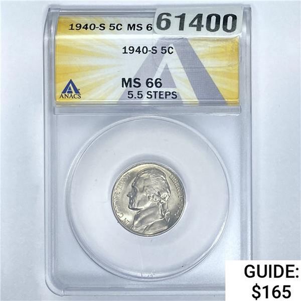 1940-S 5C ANACS MS 66